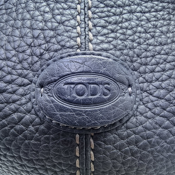 Tods ALH Side Zip Leather Hobo Bag Ghw (Black/Grey)