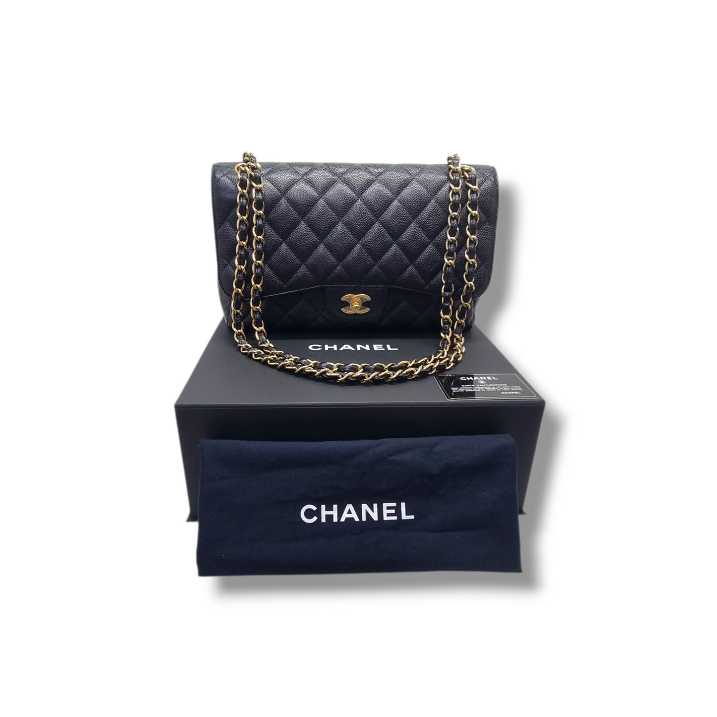 Chanel Classic Jumbo Double Flap Caviar Ghw (Black)