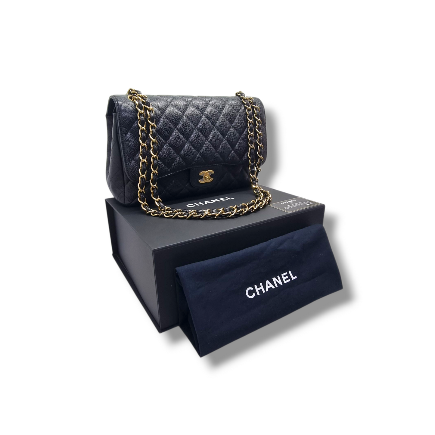 Chanel Classic Jumbo Double Flap Caviar Ghw (Black)
