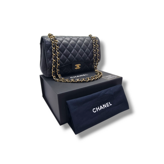 Chanel Classic Jumbo Double Flap Caviar Ghw (Black)