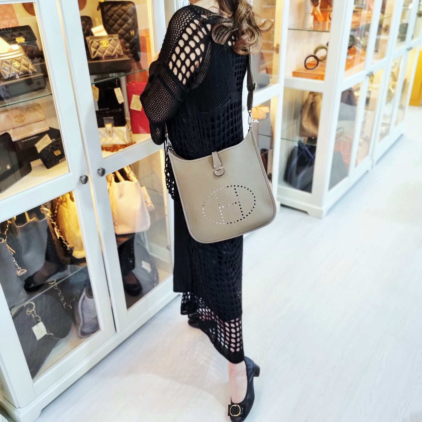 Hermes Evelyne 111 29 Taurillon Clemence Etoupe Palladium Plated