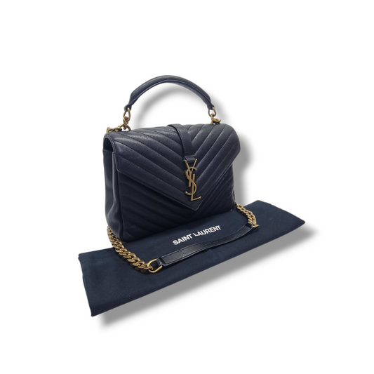 YSL College Medium Quilted Leather Tote Bag Ghw (Black)