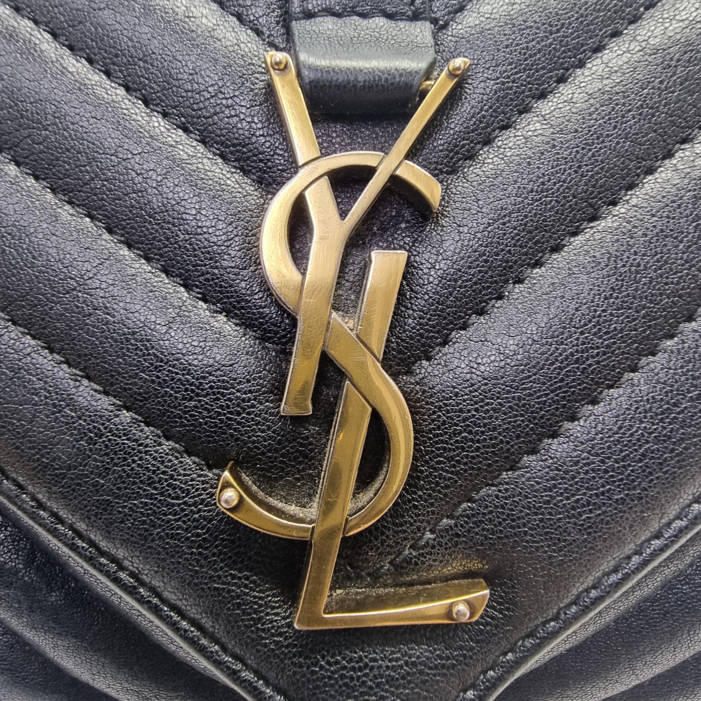 YSL College Medium Quilted Leather Tote Bag Ghw (Black)