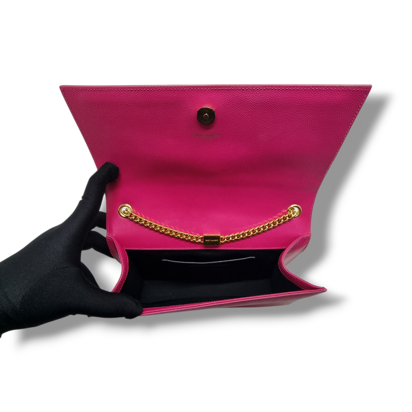 YSL Kate Medium Grained Leather Chain Bag Ghw (Pink)