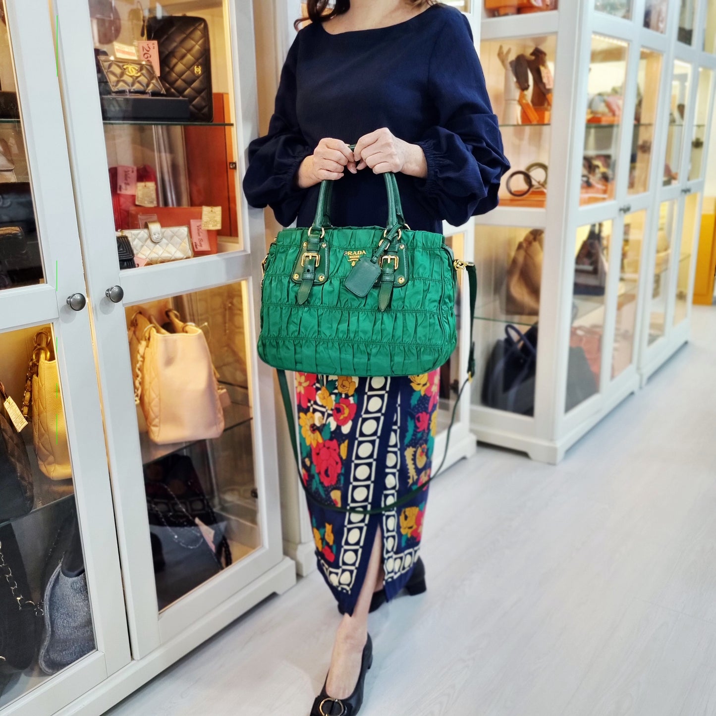 Prada Tessuto Gaufre Nylon Tote Bag Ghw (Mint Green)