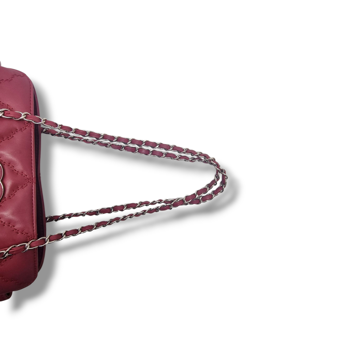 Chanel Hampton Coco Mark Ultra Stitch Leather Shoulder Bag Shw (Red)