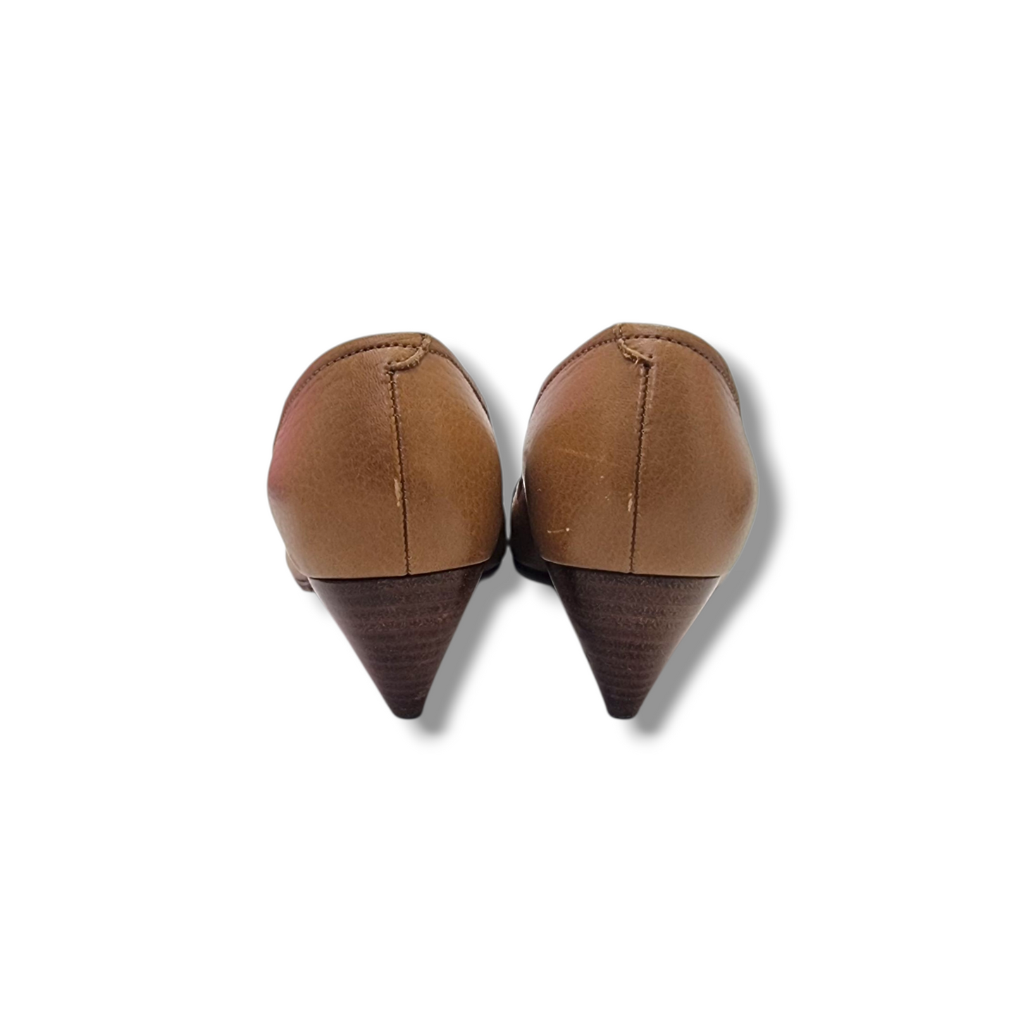 Chloe Leather Buckle Slip On Pumps (Caramel)