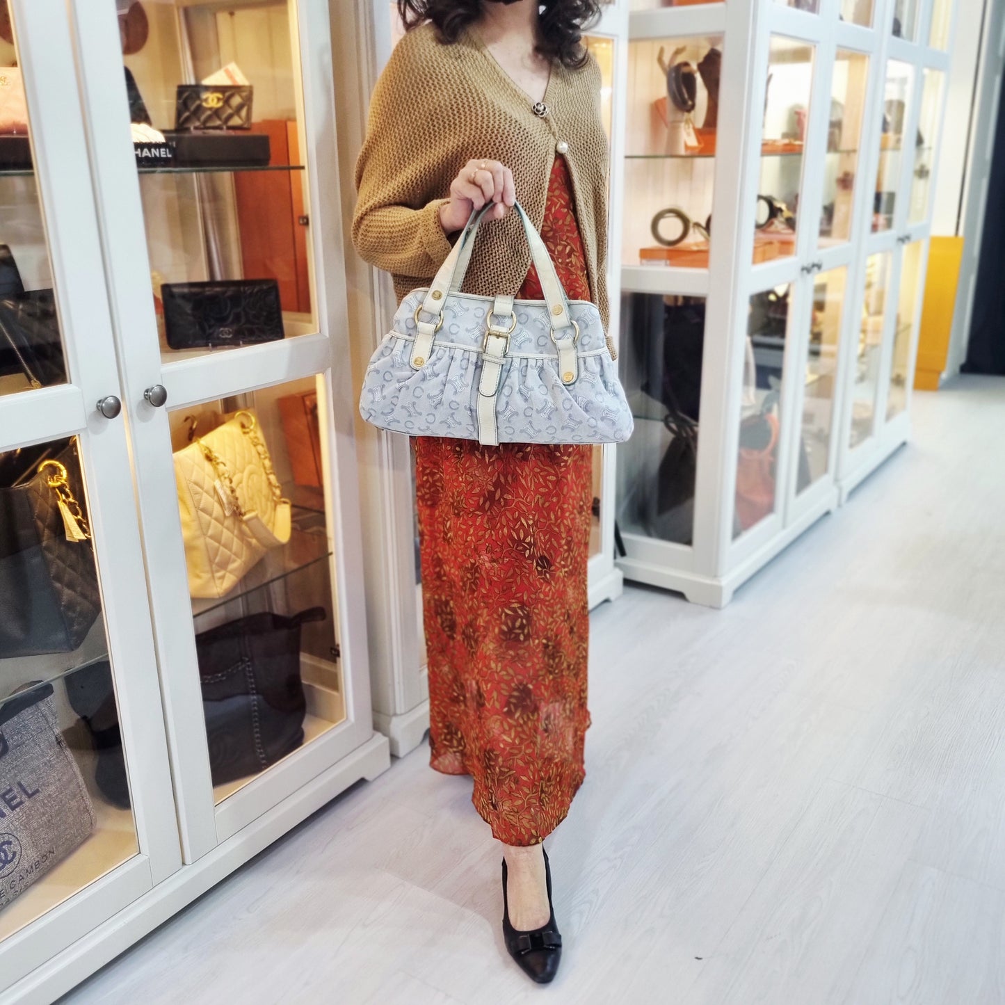 Celine Macadam Canvas Top Handle (Light Blue)