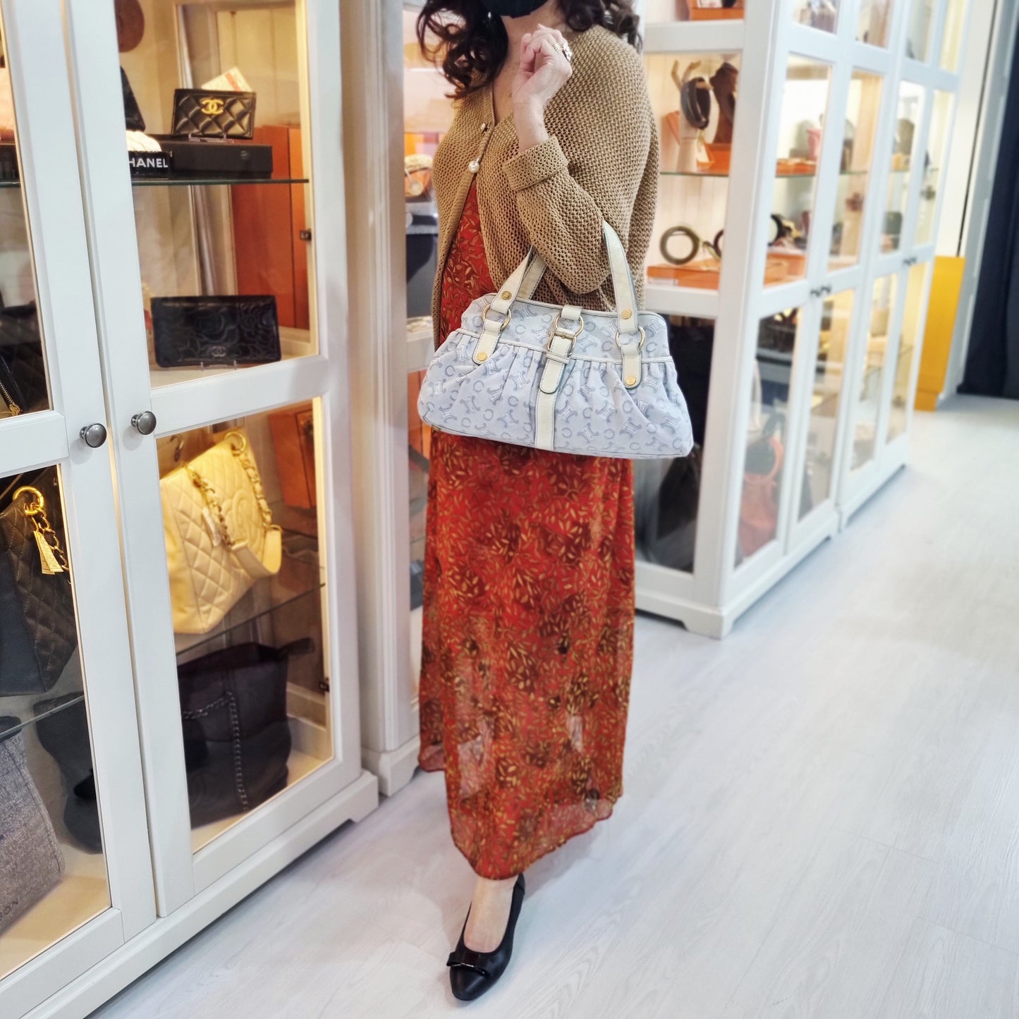 Celine Macadam Canvas Top Handle (Light Blue)