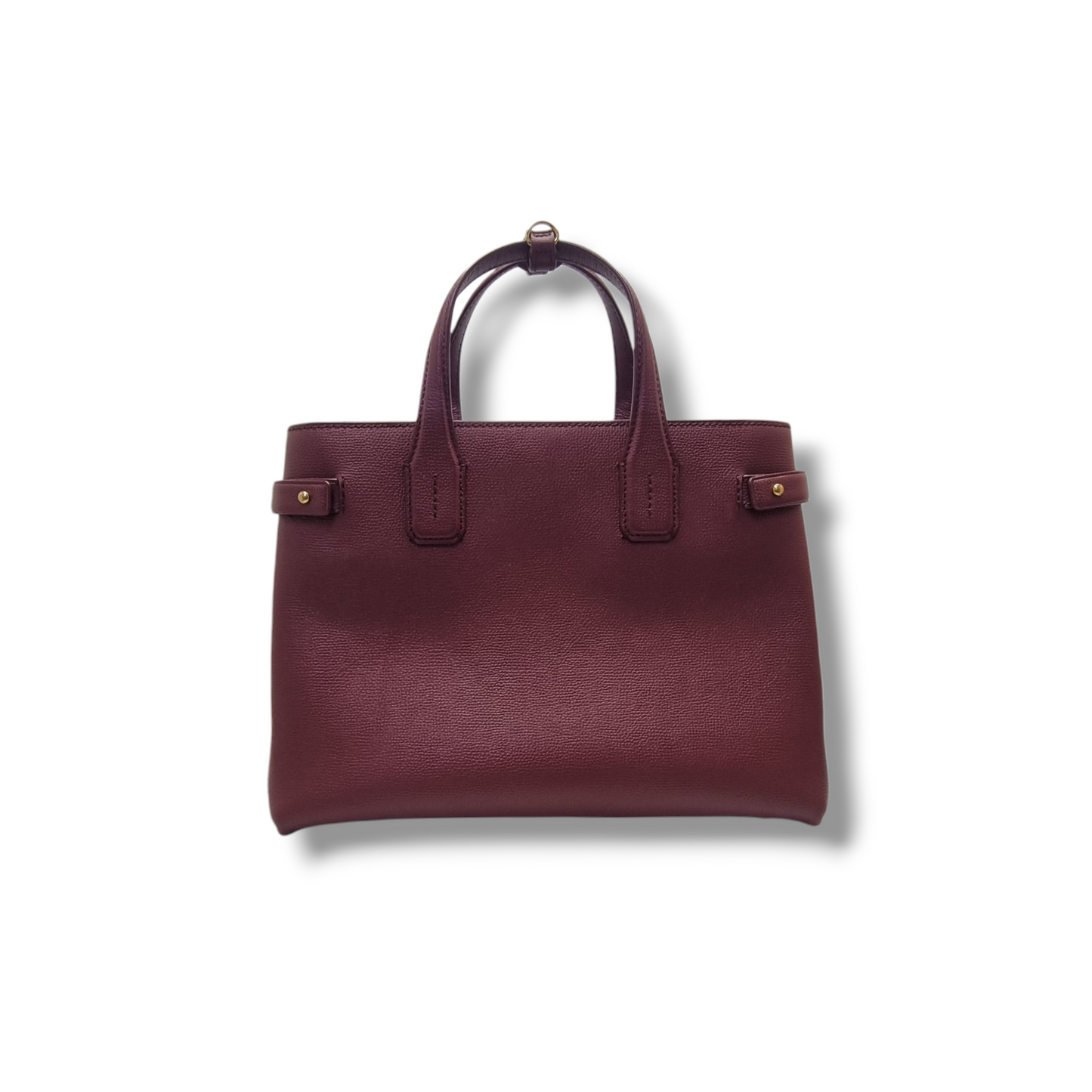 Burberry Banner House Check Leather Tote Bag Ghw (Burgundy)