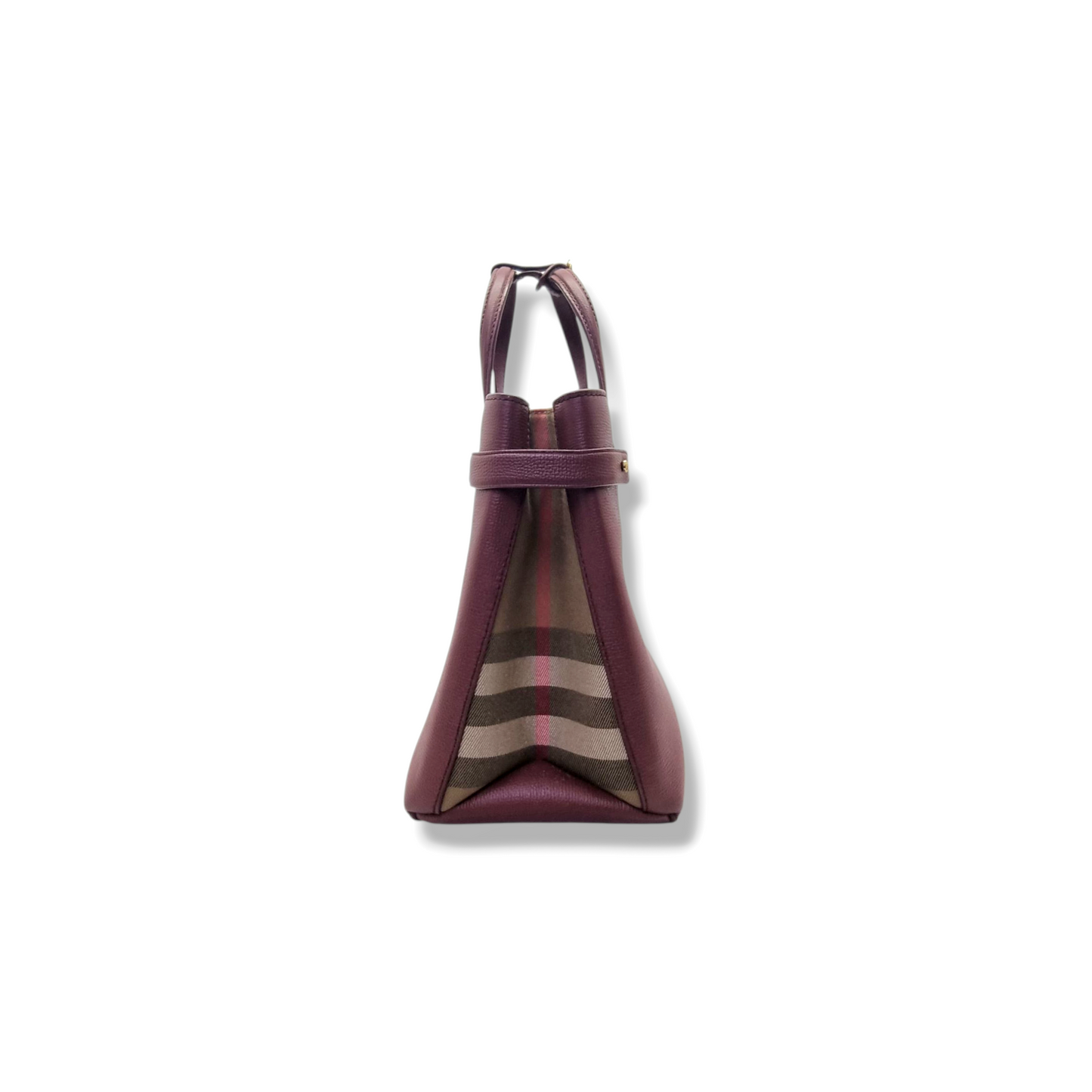 Burberry Banner House Check Leather Tote Bag Ghw (Burgundy)
