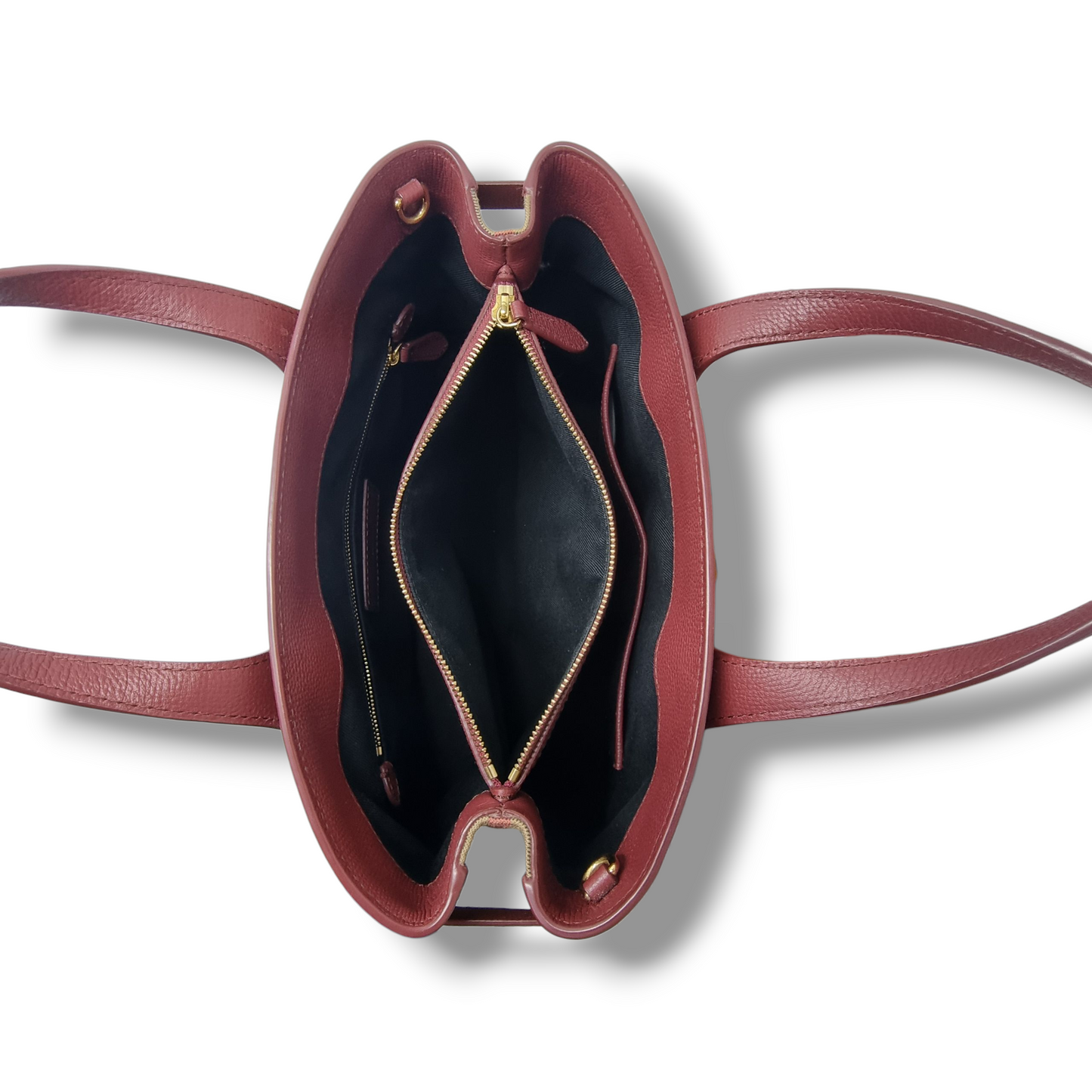 Burberry Banner House Check Leather Tote Bag Ghw (Burgundy)