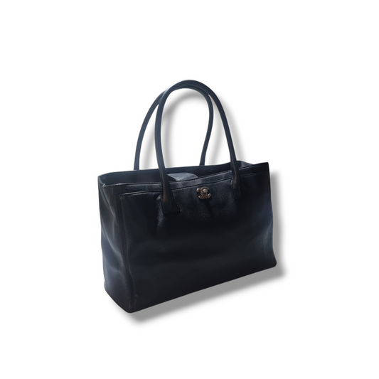 Chanel Executive Cerf Leather Bag Black Shw