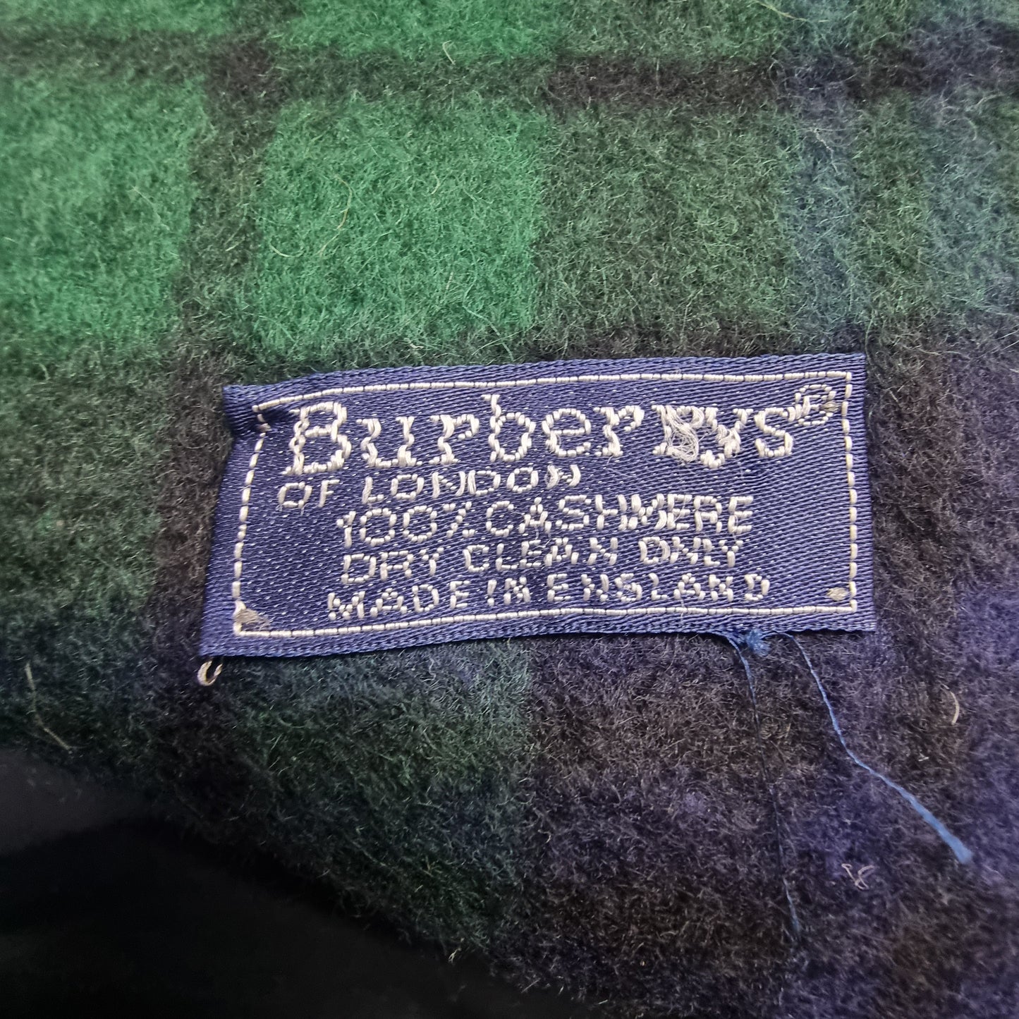 Burberry Cashmere Nova Check Muffler (Green/Navy Blue)