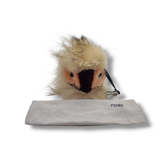 Fendi Charm Monster Eyes Fox Fur Shw (Beige/Burgundy/Pink)