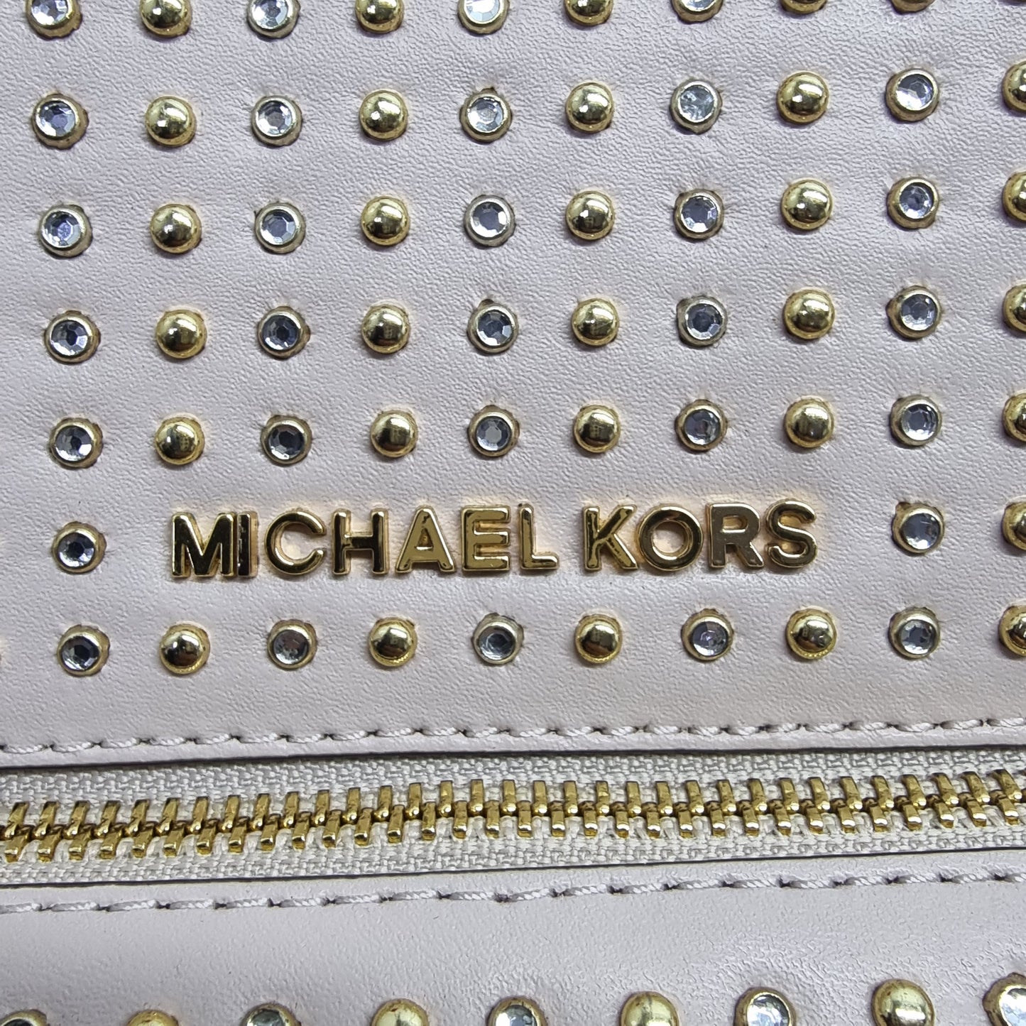 Micheal Kors Backpack Khea Studded Saffiano Leather Ghw (Pink )