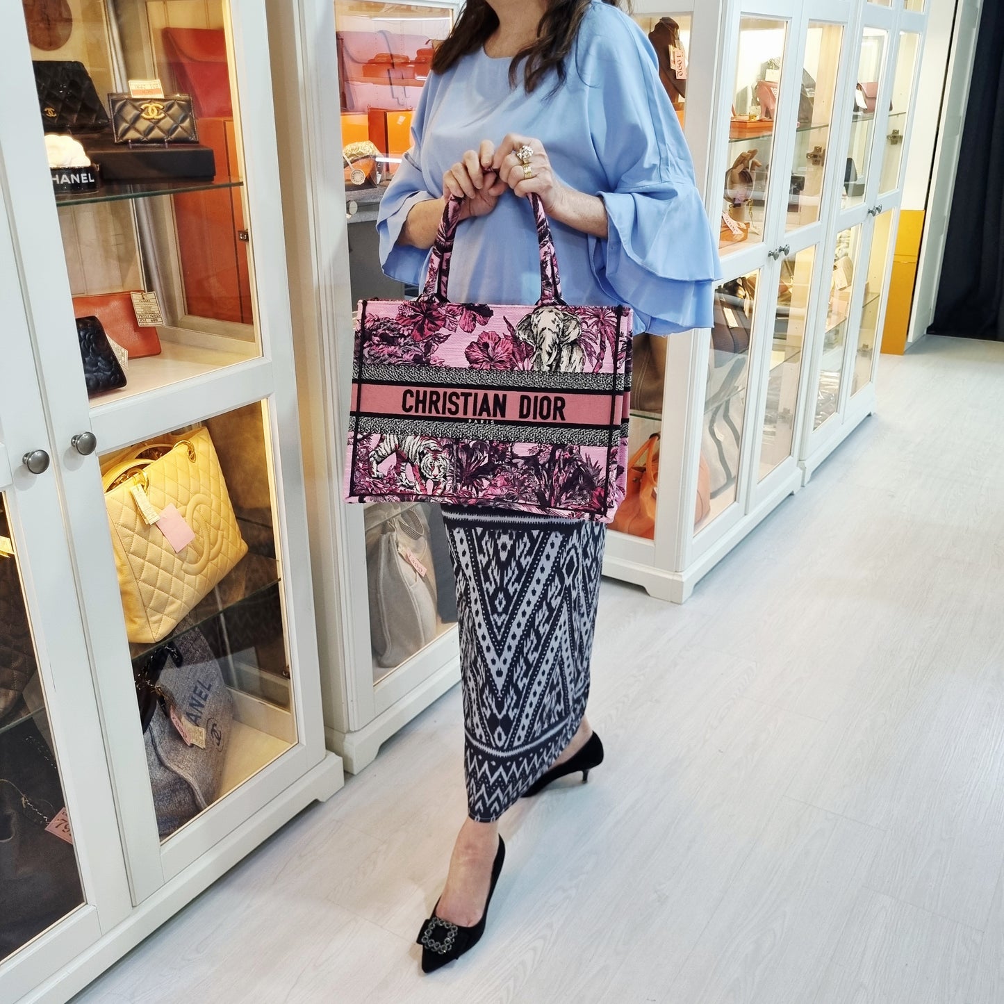 Christian Dior DIOR Book Medium Toile De Jouy Tote (Multicolor/Pink)