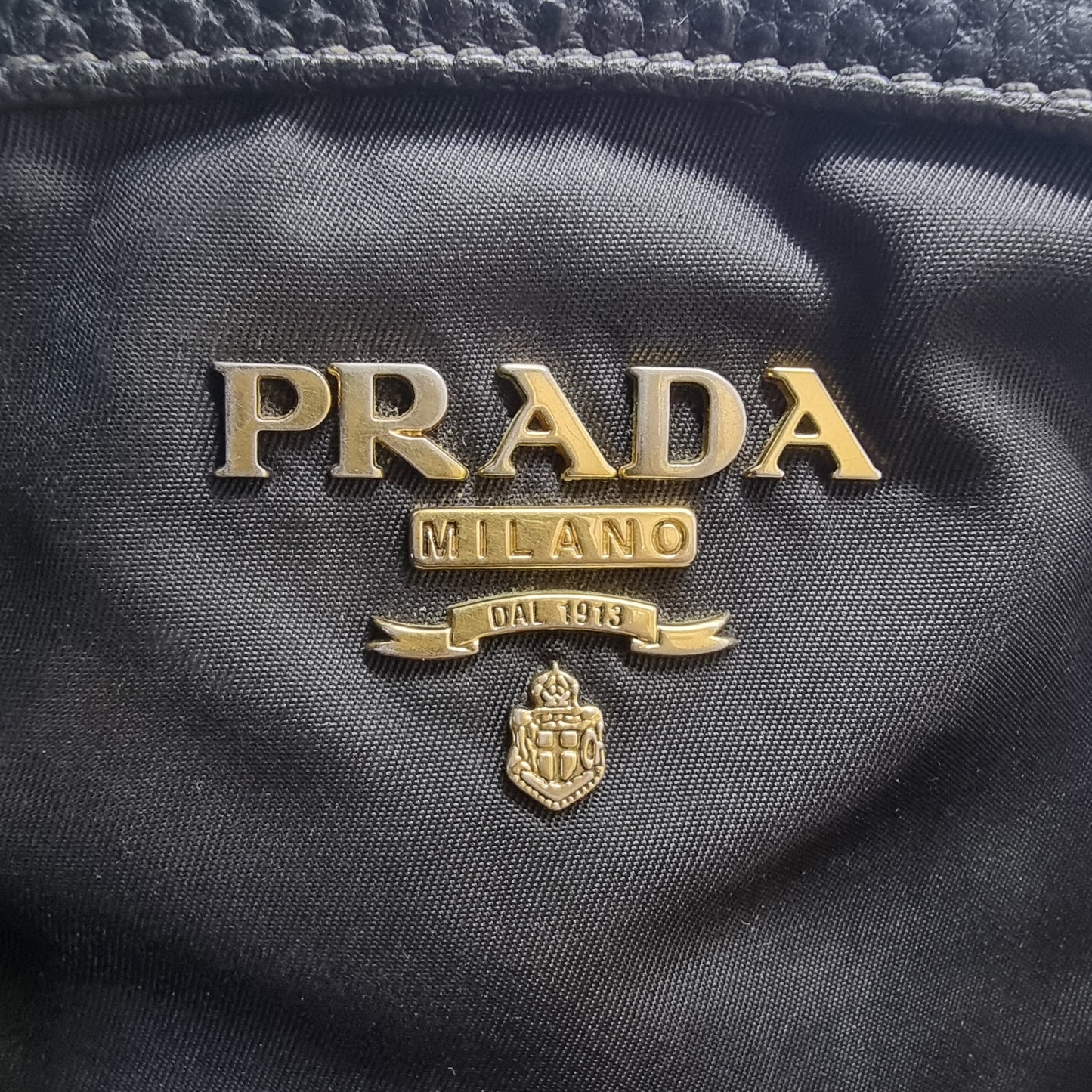 Prada BN2032 Nylon Leather Trim Tote Bag Ghw (Black)