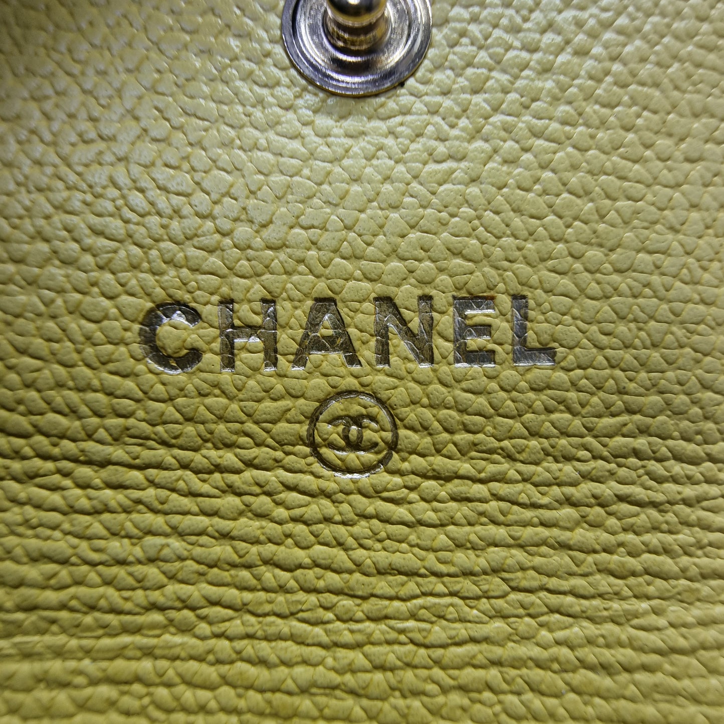Chanel Coco Button Coin Purse Calfskin Leather Ghw (Yellow)