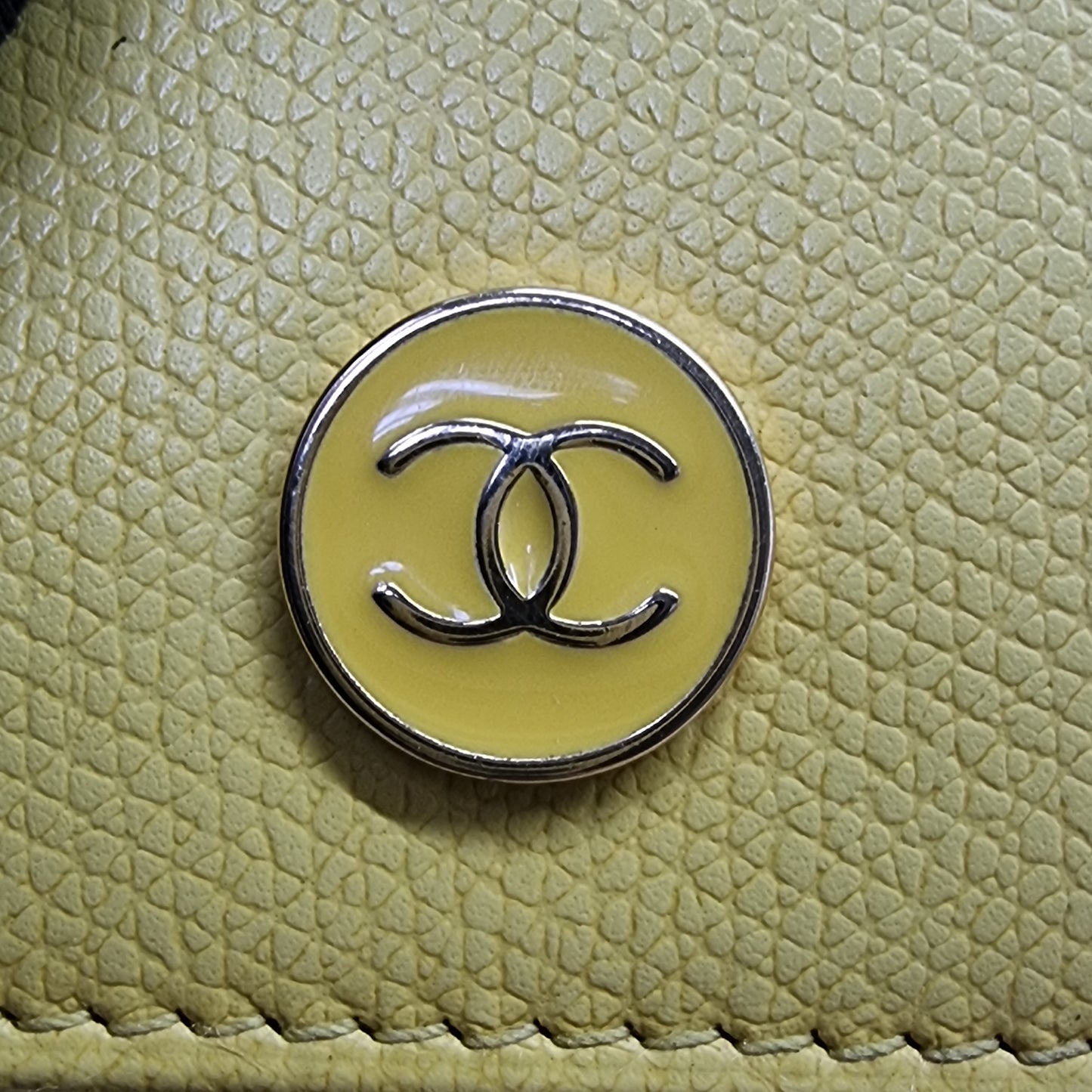 Chanel Coco Button Coin Purse Calfskin Leather Ghw (Yellow)