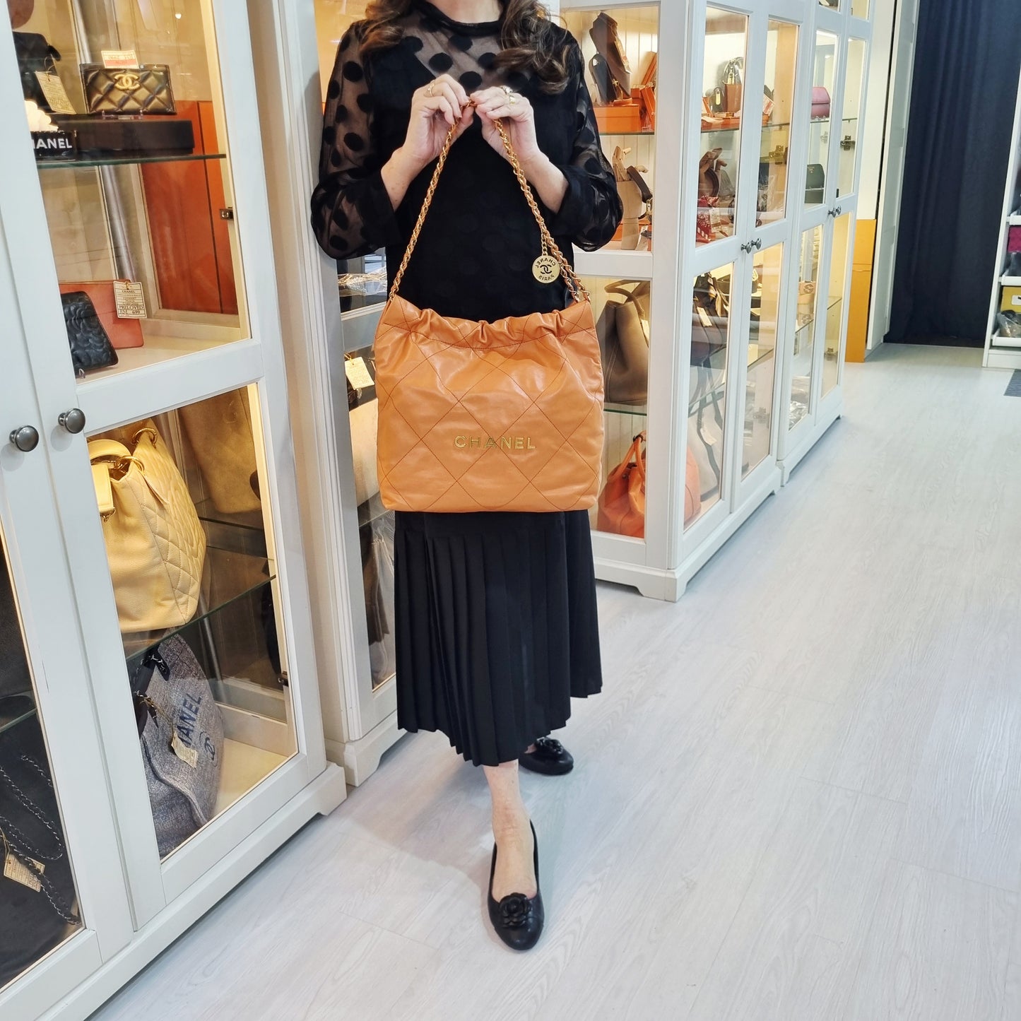 Chanel C22 Small Calfskin Ghw (Orange)