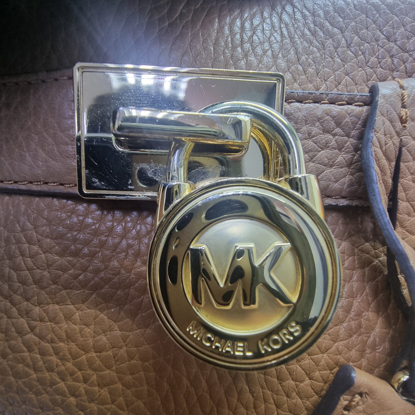 Michael Kors Hamilton Leather Crossbody Ghw (Brown)