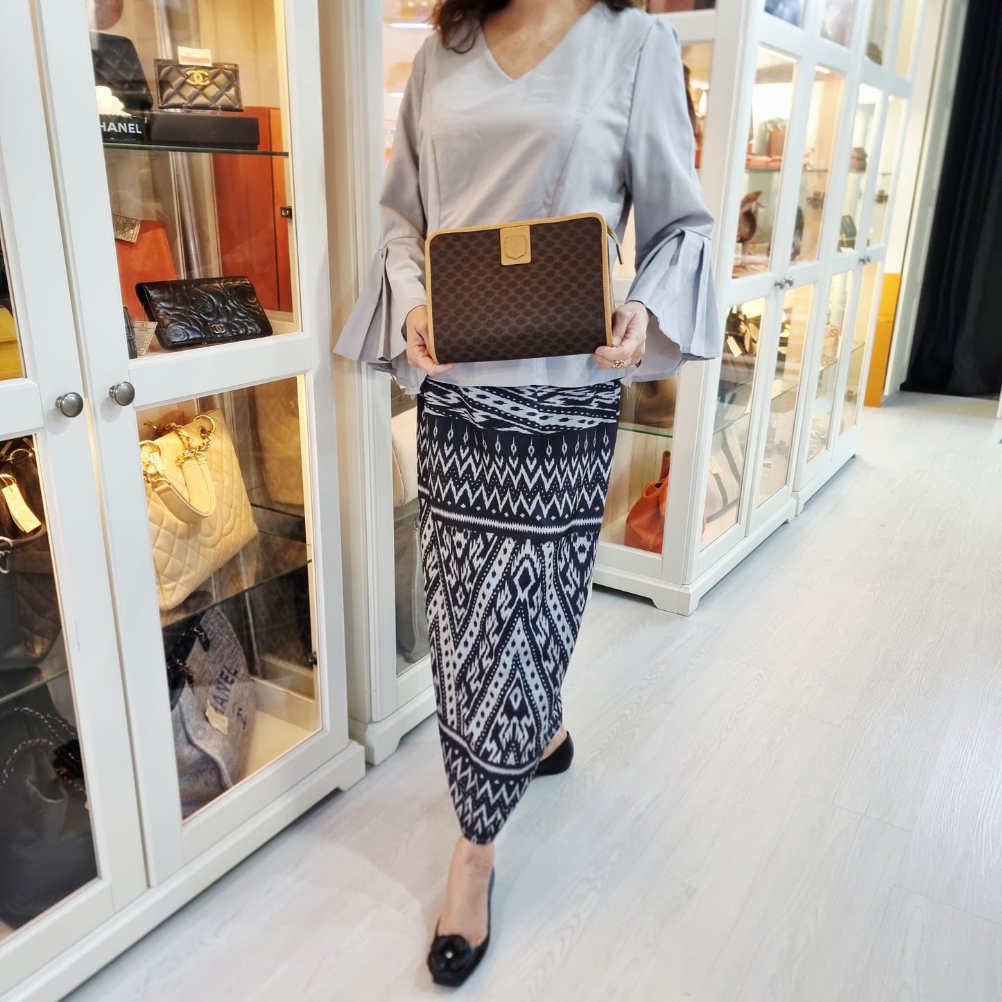 Celine Macadam Canvas Clutch Ghw (Brown)
