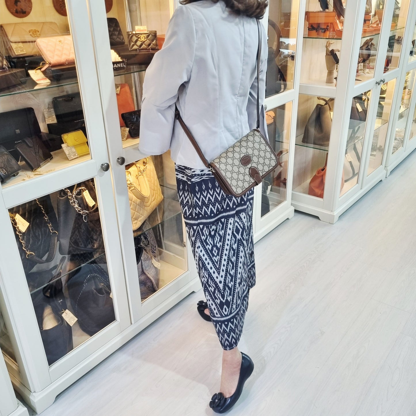 Gucci GG Mini Interlocking Canvas Crossbody Ghw (Beige Brown)