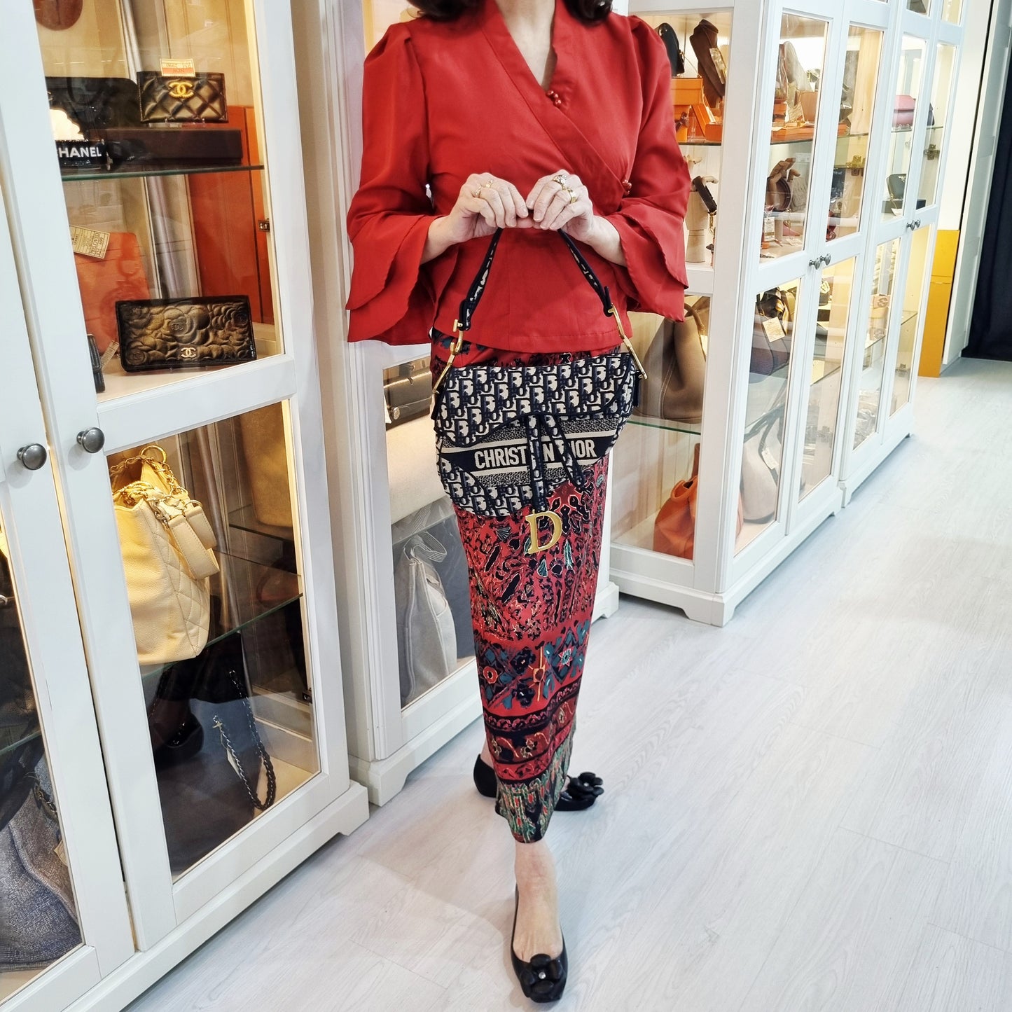 Christian Dior Saddle Dior Embroidered Oblique Canvas Medium Ghw (Jacquard Blue)