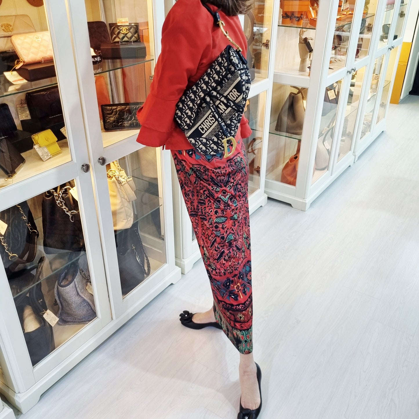 Christian Dior Saddle Dior Embroidered Oblique Canvas Medium Ghw (Jacquard Blue)