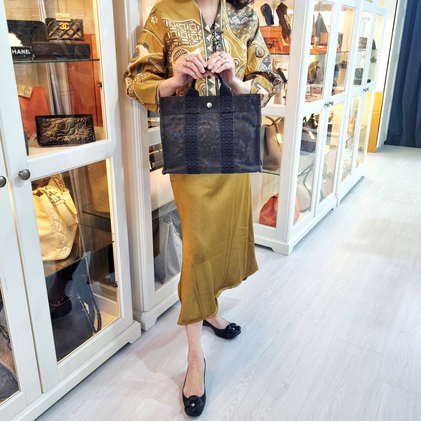 Hermes Fourre Tout PM Canvas Top Handle Shw ( Grey)