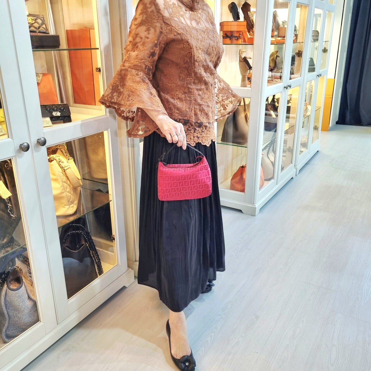 Fendi Vintage Zucchino Cotton Mini Bag Shw (Red)