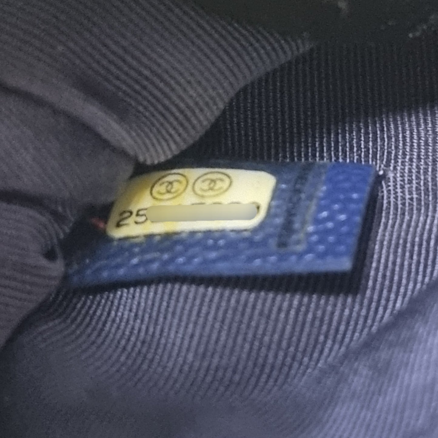 Chanel O Case With Ancient Greek Charm Chevron Quilted Caviar Ghw (Blue)