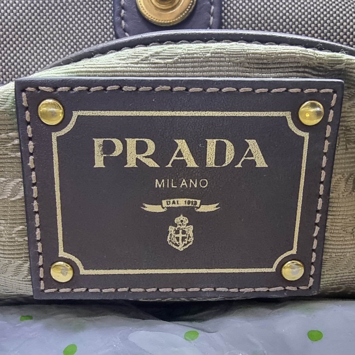Prada BN1841 Logo Jacquard Tote Bag Ghw (Tan/Brown)