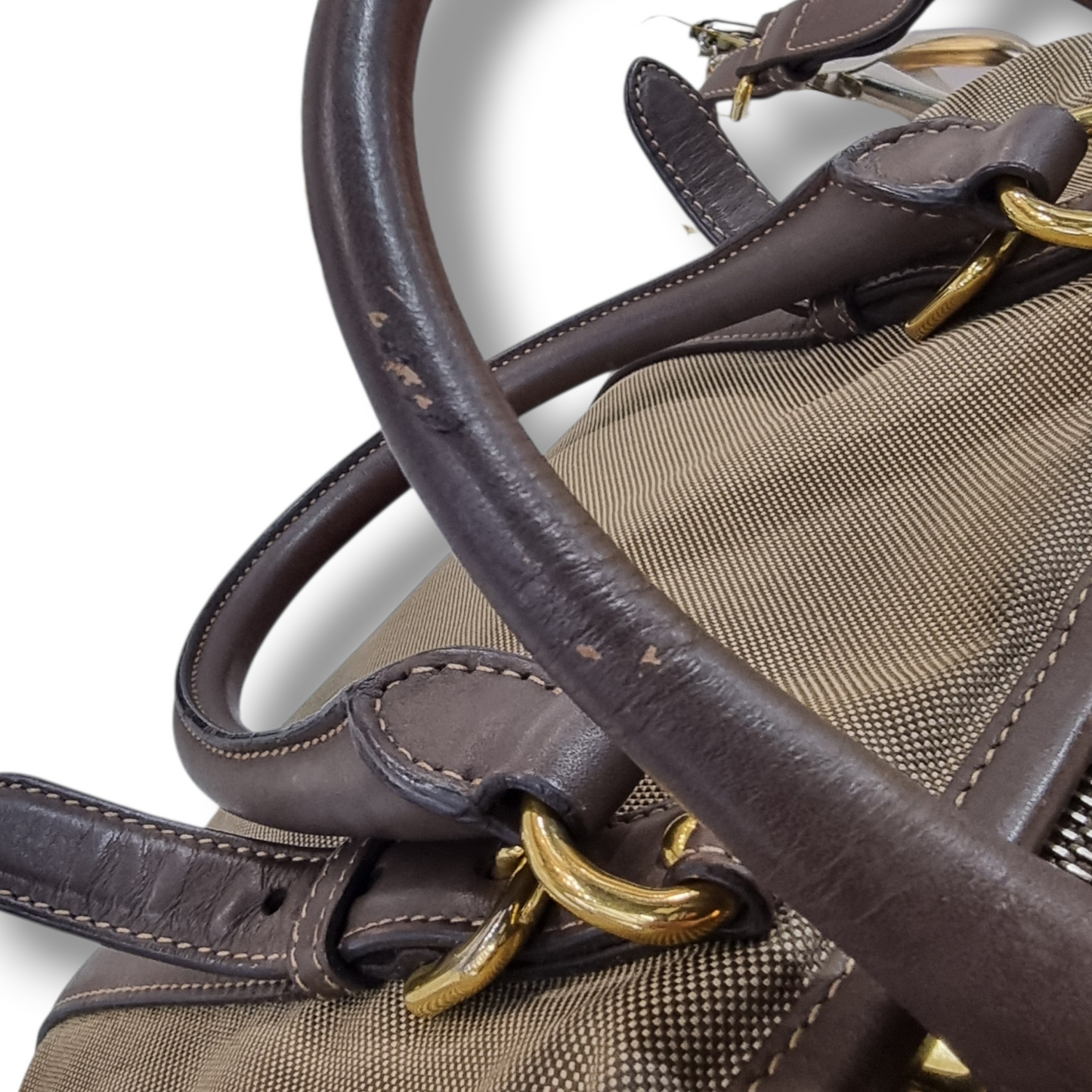 Prada BN1841 Logo Jacquard Tote Bag Ghw (Tan/Brown)