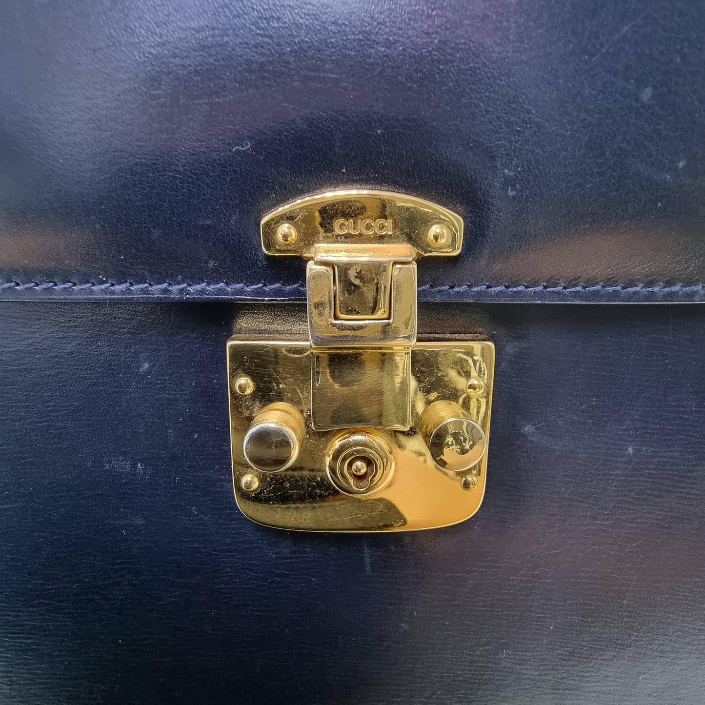 Gucci Vintage Lady Lock Tote Bag Ghw ( Black)