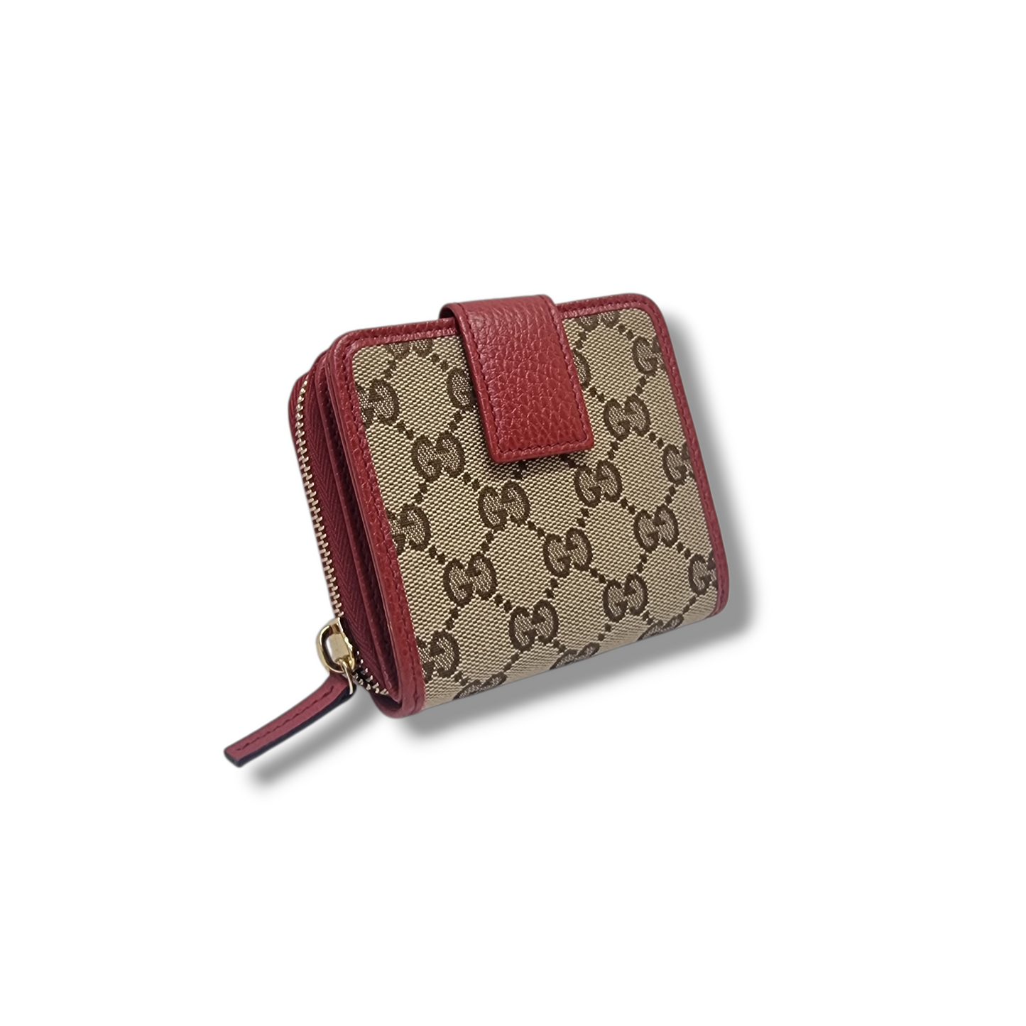 Gucci GG French Wallet Canvas Ghw (Beige/Red)