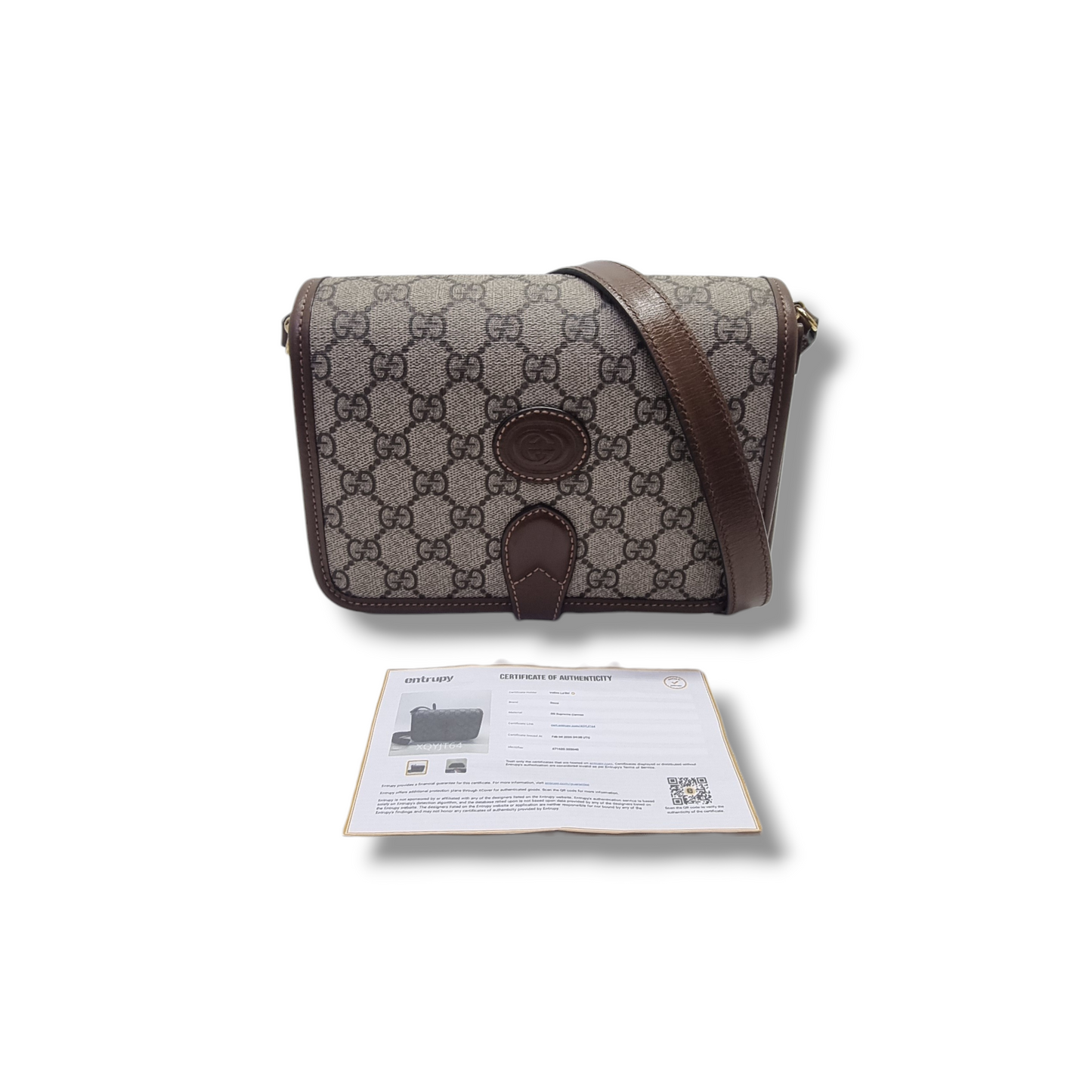 Gucci GG Mini Interlocking Canvas Crossbody Ghw (Beige Brown)