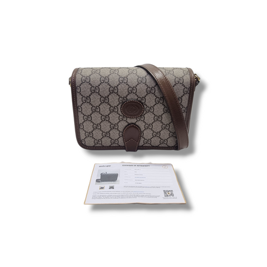 Gucci GG Mini Interlocking Canvas Crossbody Ghw (Beige Brown)