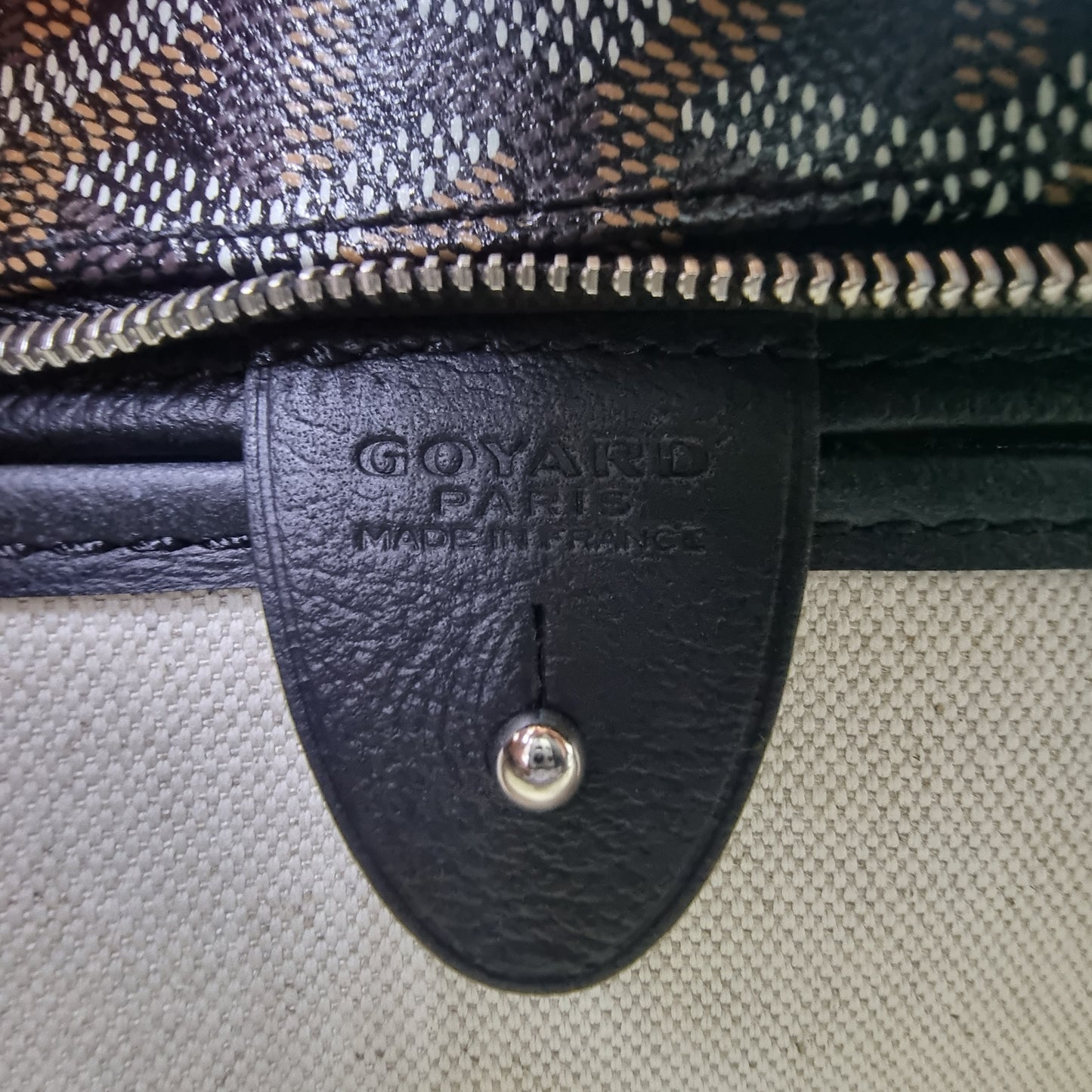 Goyard Artois PM Goyardine Canvas Palladium Hardware (Black/Tan)