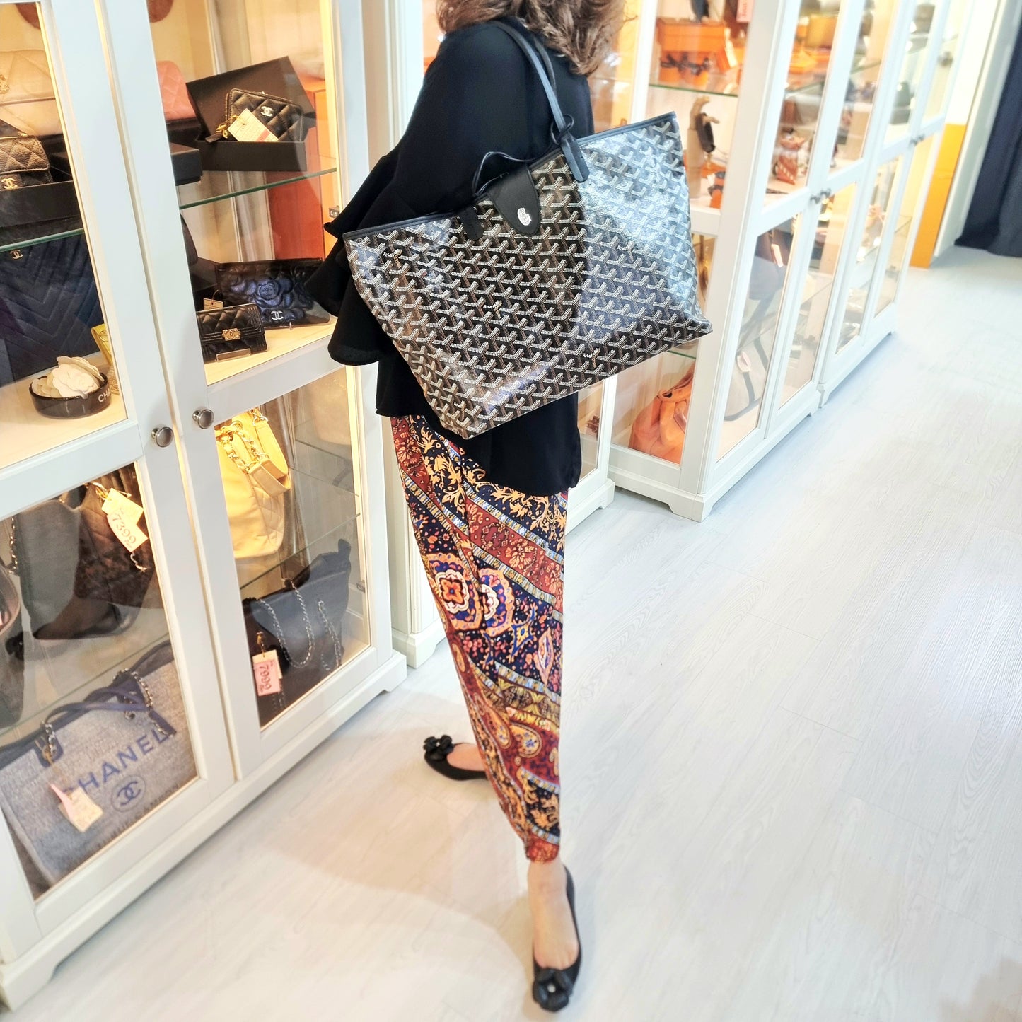 Goyard Saint Louis PM Goyardine Canvas Chevroches Calfskin (Black/Tan)