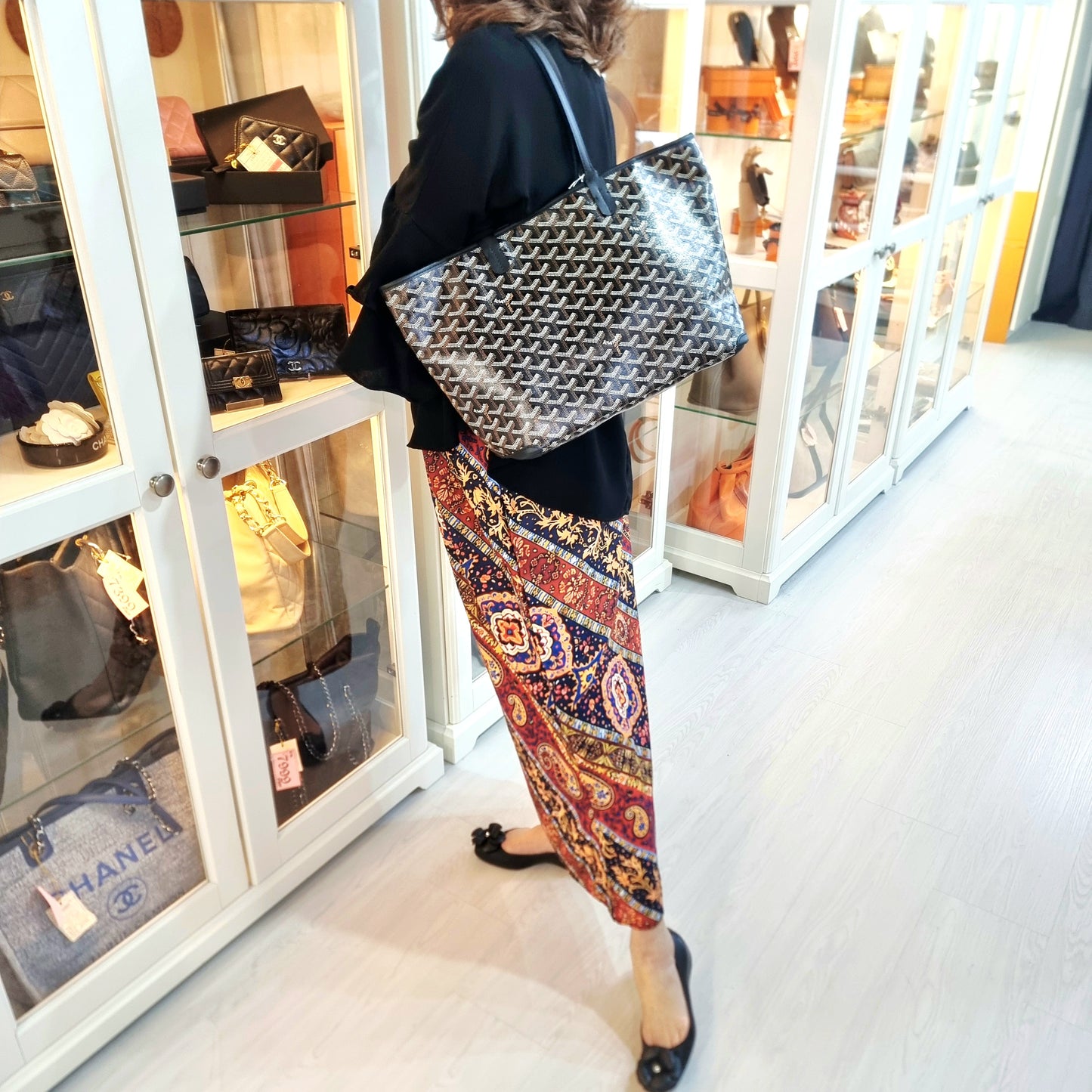 Goyard Artois PM Goyardine Canvas Palladium Hardware (Black/Tan)