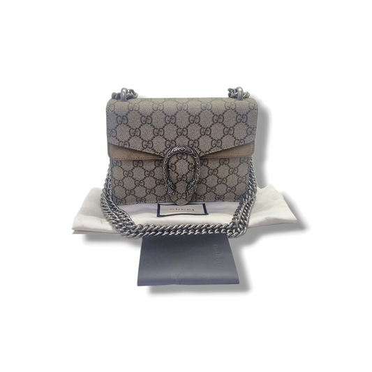 Gucci GG Dionysus Supreme Mini Leather Crossbody Shw (Beige/Brown)