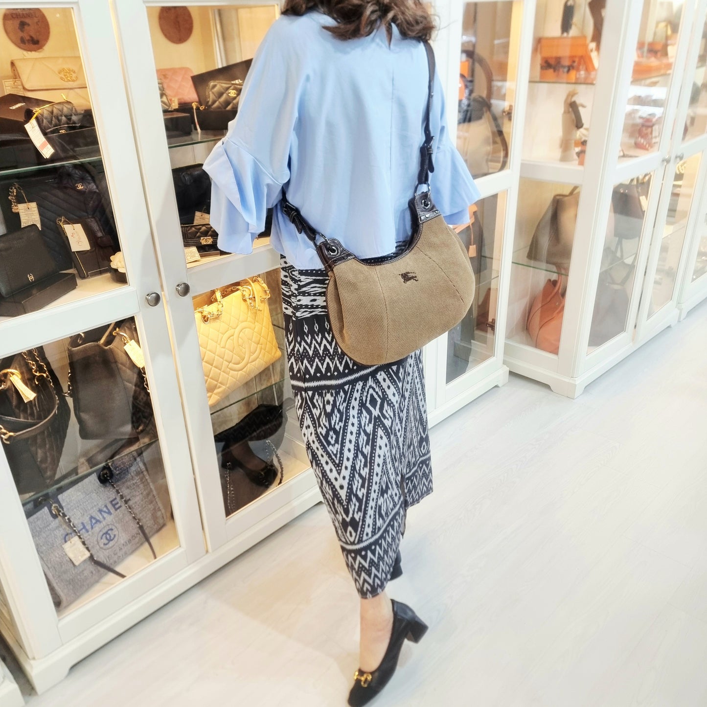 Blue Label Burberry Corduroy Hobo Bag (Brown)