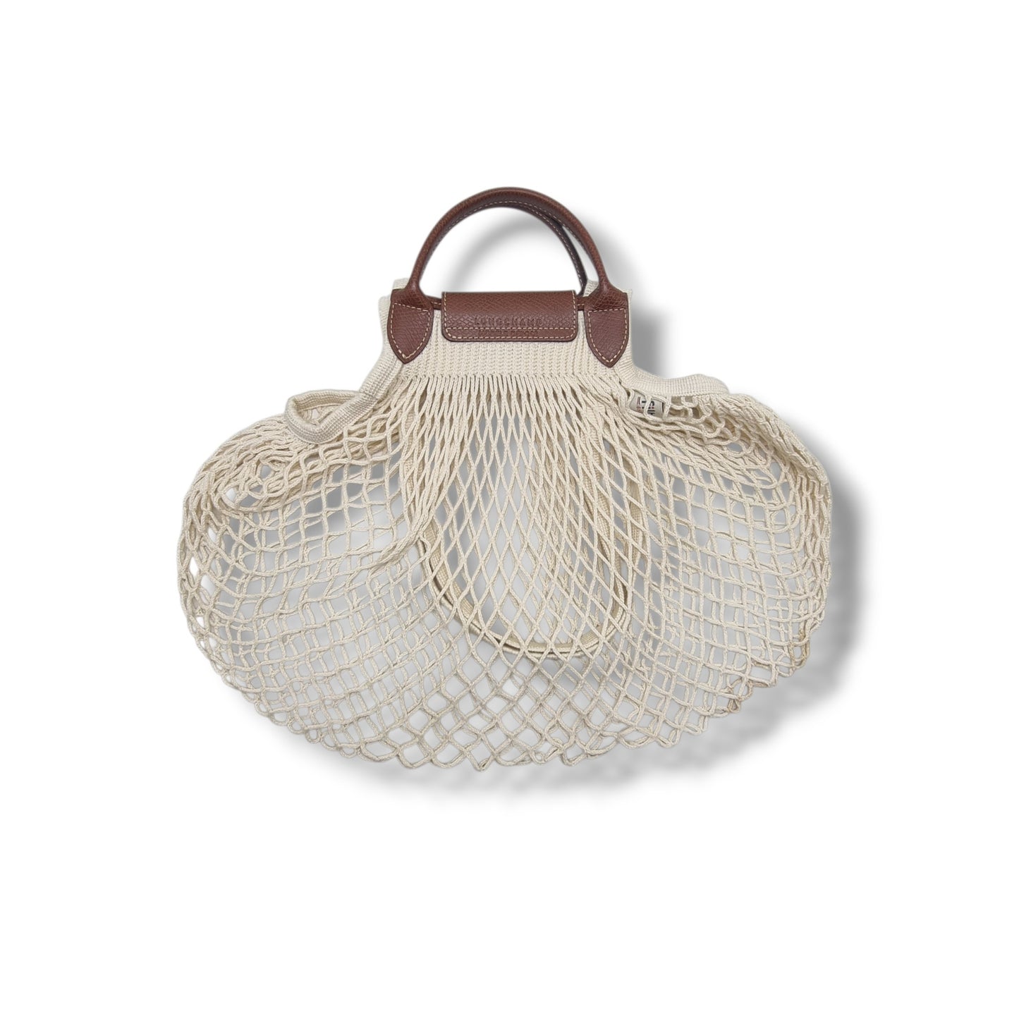 Longchamp Le Pliage Filet L Mesh Cotton Shoulder Bag (White)