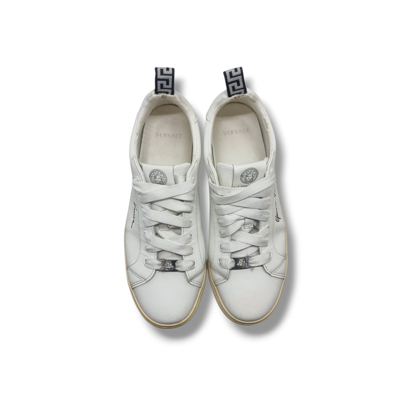 Versace Gianni Signature Lace Sneakers (White)