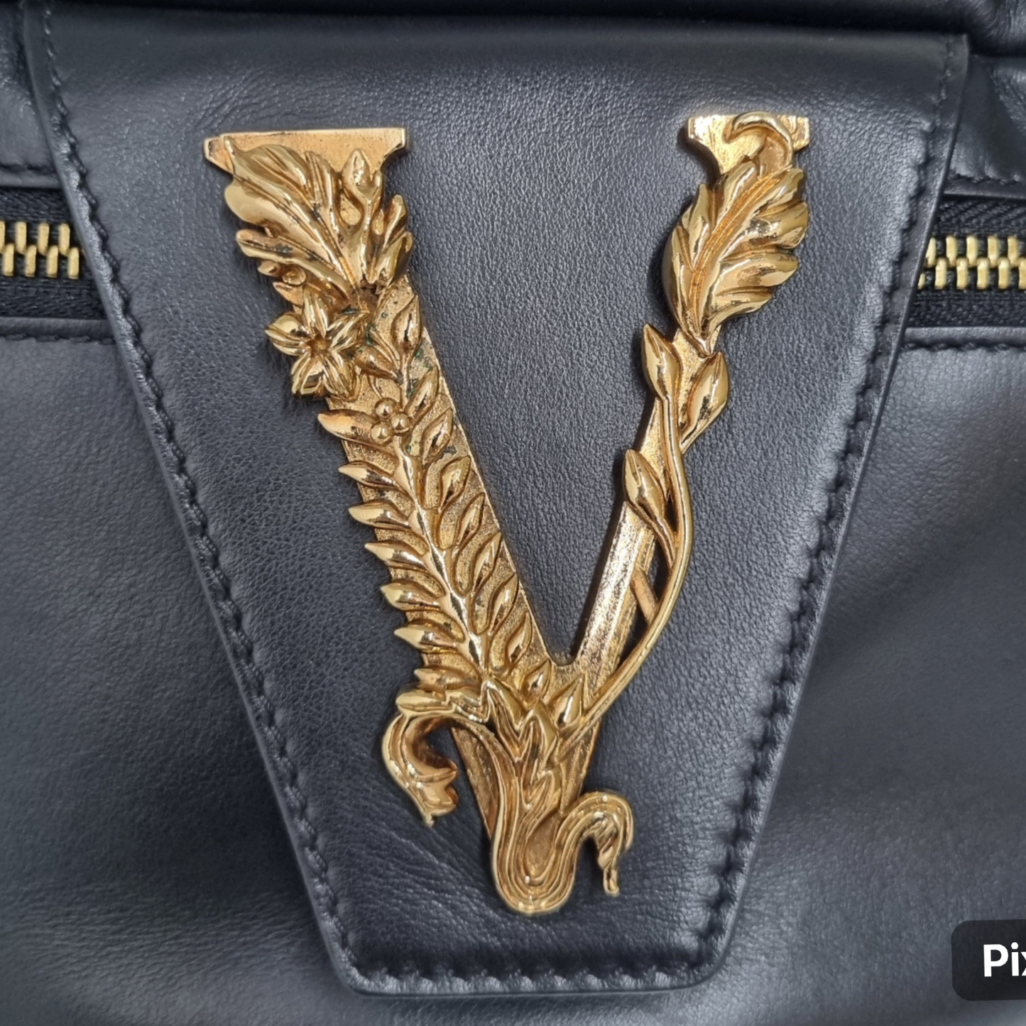 Versace Virtus Leather Waist Bag Ghw (Black)