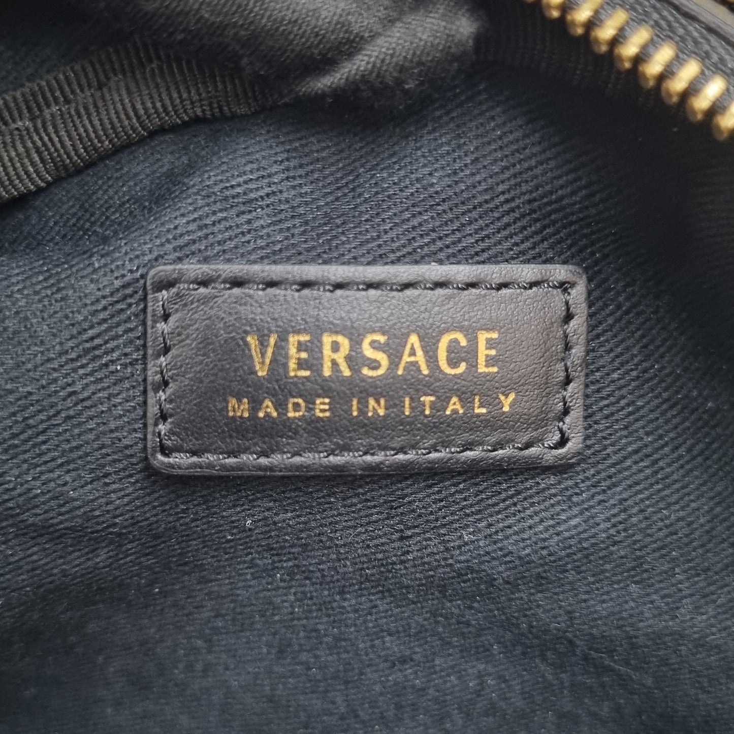 Versace Virtus Leather Waist Bag Ghw (Black)