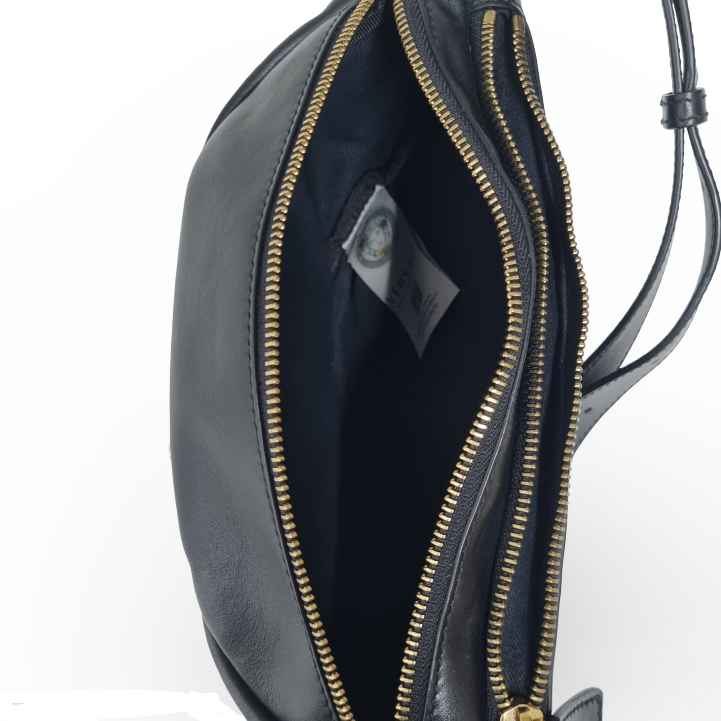 Versace Virtus Leather Waist Bag Ghw (Black)
