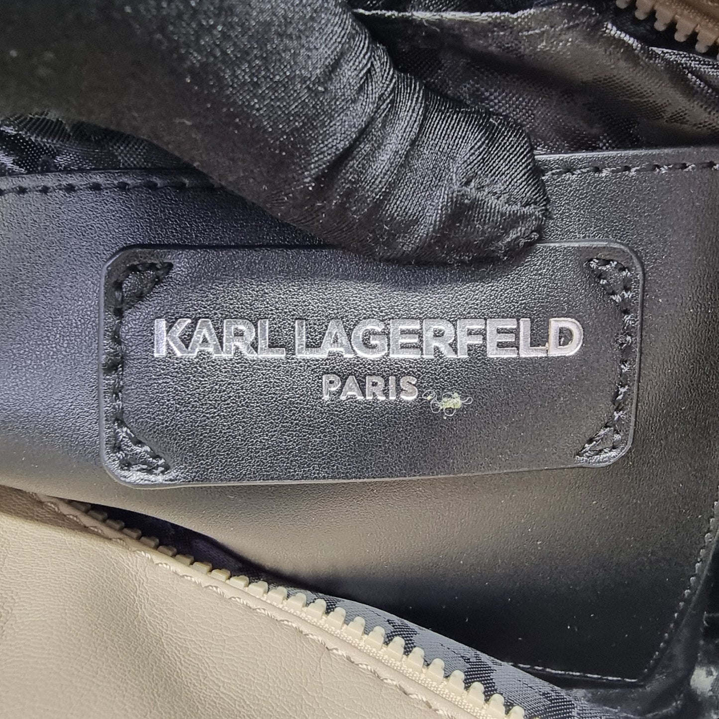 Karl Lagerfeld Paris Voyage Quilted Nylon Shoulder Bag (Beige/Shell)